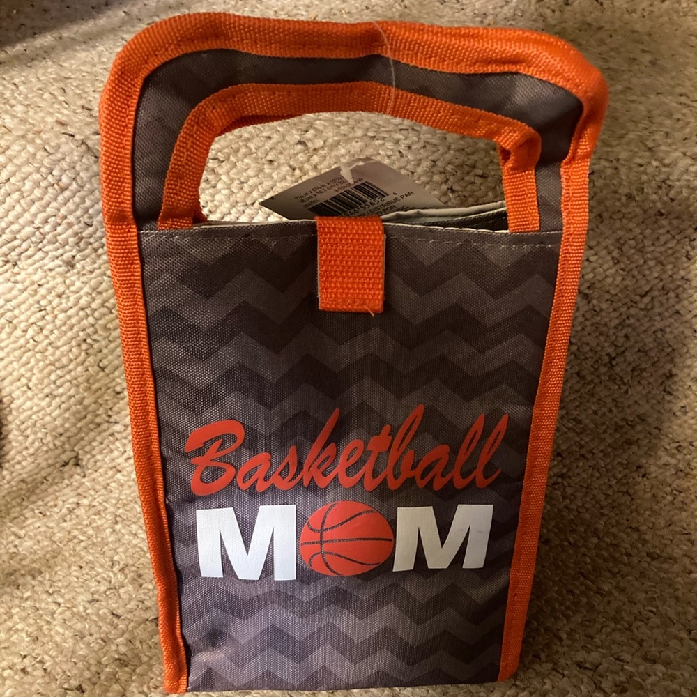 Basketball Mom Grey & Orange Insulated Lunch Bag